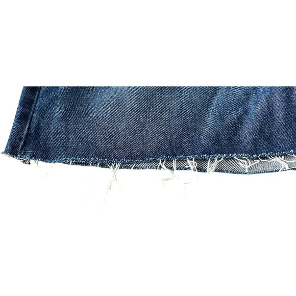 OLD NAVY HI-RISE SLOUCHY STRAIGHT RAW HEM SHORTS, WOMENS-12-DENIM BLUE, MID-LGTH - Picture 10 of 12